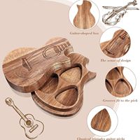 Wholesale Customized Handmade Wooden Guitar Shaped Case Holder Picks Stringed Instruments Parts Accessories for Acoustic