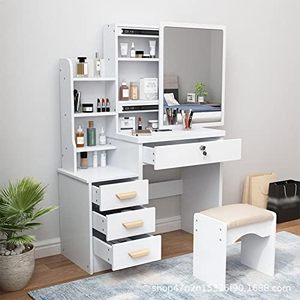 Trendy Plastic Material Bay Window Integrated <b>Dressing</b> <b>Table</b> Storage Cabinet Small Apartment <b>Makeup</b> Desk 1-Year for Household - Product Image 5