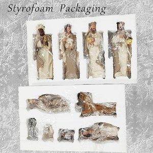 Grande Offerta Set di 10 Presepi in Bianco Crema Set di Natività Natalizia per Interni Scultura Dipinta a Mano in Stock - Product Image 3