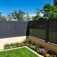 Panneau de clôture vertical moderne en aluminium gris foncé, anti-corrosion, écran d'intimité métallique pour villa, jardin, chantier de construction, protection thermique