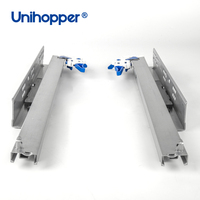 Unihopper Tiroirs à amortisseur à 3 plis, rails télescopiques cachés à ouverture par pression, glissières de tiroir dissimulées à montage sous plan