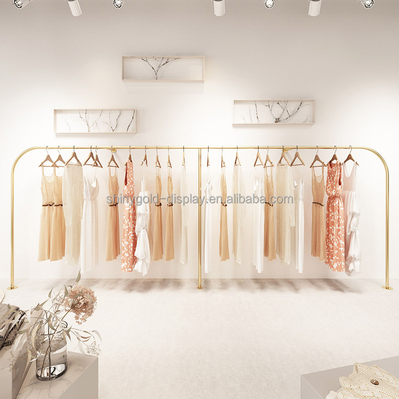Luxury Women Shops Wall Mounted Dress Stand Garment Stainless Steel  Boutique Gold Clothing Wall Rack| Alibaba.com