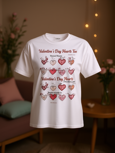 Maglietta Unisex Chillmann per San Valentino con Cuori, Manica Corta, Collo Tondo, Vestibilità Regolare, Design Disegnato a Mano, 100% Cotone, Primavera Estate - Product Image 2