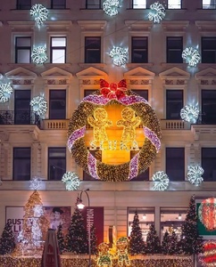 Guirlande de Noël géante à LED avec motifs lumineux, décorations extérieures commerciales imperméables, structure en acier, ornements en boules 3D pour la décoration des centres commerciaux - Product Image 6