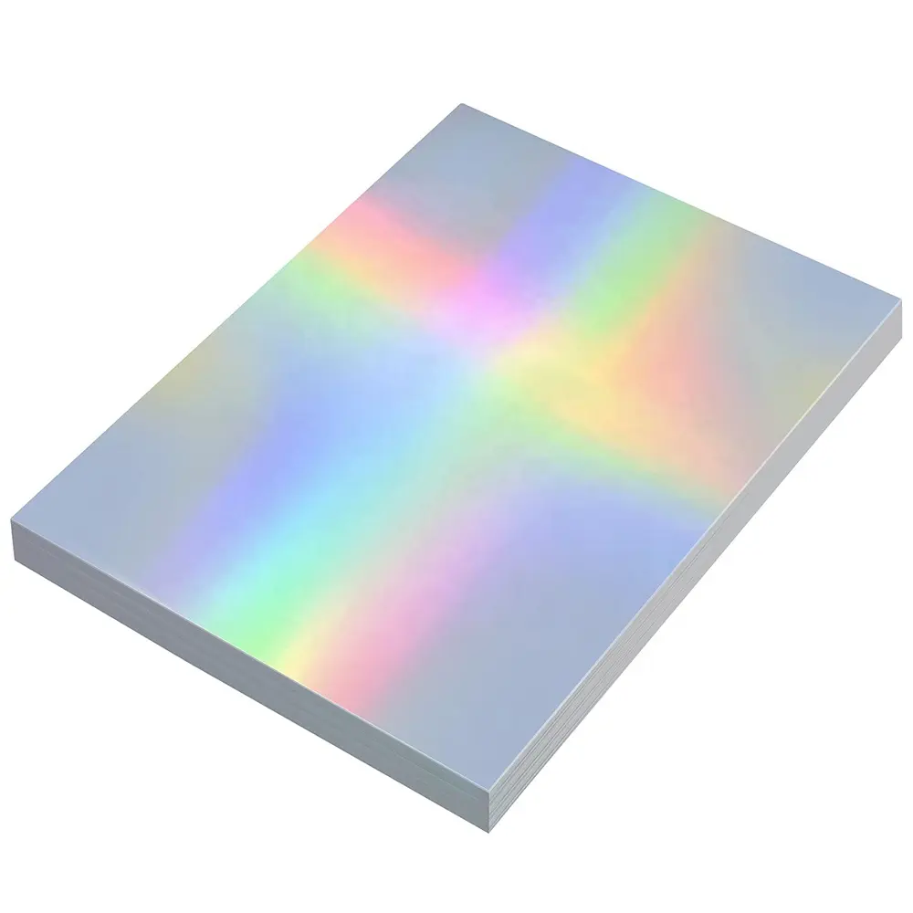 Double Side 250 GSM A4 Letter Size 8.5" x 11" Holographic Paper Board Printing for Scrapbook Invitations Greeting Card