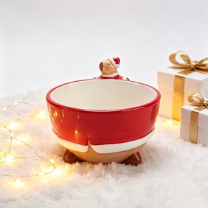 Lampe de table décorative de Noël en céramique en forme d'<span class=keywords><strong>ours</strong></span> avec lumière LED, motif chapeau de Père Noël et écharpe, découpe étoile, pour fêtes à domicile - Product Image 6