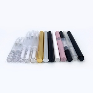 China Plastic Click Pen Aluminum Shiny Gold Logo Printing Empty <b>Concealer</b> Pen With Custom Brush - Product Image 1