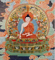 Uitstekende Materiaal Tibetaanse Thangka Stijl Schilderen Boeddha Shakyamuni Standbeeld Craft Schilderij Voor Muur Decor