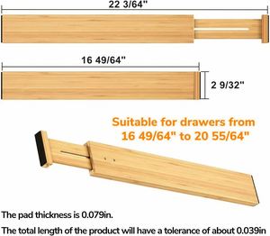 4 Pack Bamboo <b>Drawer</b> <b>Dividers</b> Organization <b>Expandable</b> <b>Drawer</b> Organizers for Kitchen Bedroom Bathroom Office - Product Image 2