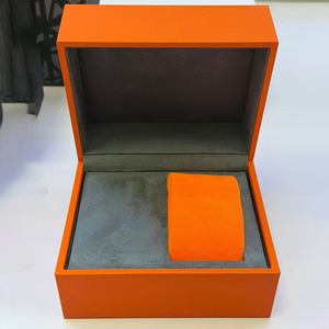 Coffret de Luxe pour Montre avec Étui Orange, Intérieur en Faux Daim, Emballage Protecteur Rectangulaire en Similicuir à Emplacement Unique, Carte Incluse - Product Image 2
