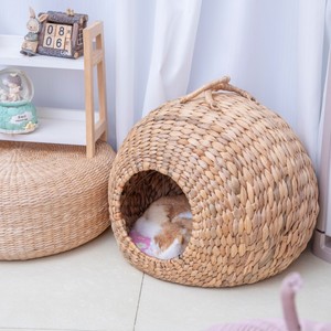 Cama Redonda para Mascotas, Tejida a Mano, Nido para Perros y Gatos, Relleno de Fibra de Poliéster para las Cuatro Estaciones, Cueva Suave y Acogedora para Dormir - Product Image 3