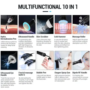 Customized 10 In 1 Jet Peeling Hydra Oxygen Facial Machine RF Bubble Deep Cleaning Micro Current Skin Pores Care Facial Machine