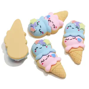 Günstige Kawaii Ice Cream Cabochons Miniatur Food Cabs Harz Schleim Charms Planar Harz Cabochons Schmuck Anhänger DIY