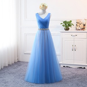 Bridesmaid Dresses Long Blue Tulle Sweetheart Neckline Evening Gowns For Wedding Reception Size 12-14 - Product Image 3