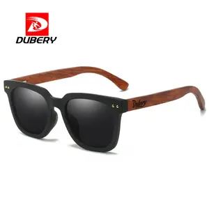 DUBERY 2023 New Fashion Wood Frame Sunglasses for Men and Women Bamboo Sports Polarized Sun Glasses D117