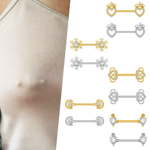 Anelli per capezzoli all'ingrosso in acciaio inossidabile placcati oro 18 carati con zirconi per gioielli da donna per matrimonio, corpo, orecchio e <span class=keywords><strong>helix</strong></span> - Product Image 1