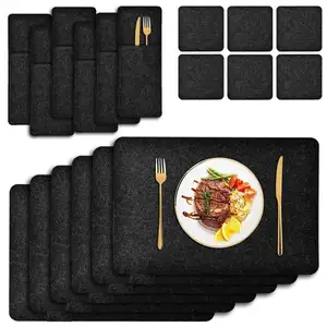 Wasbare Placemats Eettafel Placemats Voor Keuken Tafel Placemats Set Van 6 Vierkante Vilten Tafel Mat En Onderzetters