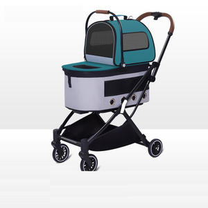 Lightweight 4-Wheel Pet Stroller <b>Foldable</b> and Portable Dog Cat Carriage with Transparent Pattern Travel Friendly Cat Dog Bag - Product Image 5