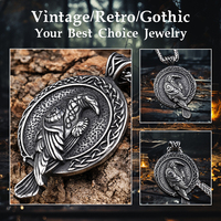 Rétro Personnalité En Acier Inoxydable 316L Pendentif Dominateur Viking Rune Aigle Titane Acier Fine Jewelry Pendentifs Rock Charms