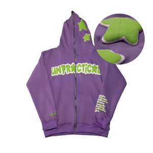 Custom Heavyweight 3d Logo for Men Oversized Fullzip Full Face Zipup With Puff Print Hoodie Y2k Full <b>Zip</b> <b>up</b> Foam - Product Image 1