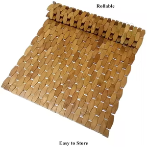 CF BBM006 Alfombrilla <span class=keywords><strong>enrollable</strong></span> de madera de bambú natural para baño Fácil de limpiar Alfombras de baño largas y grandes Alfombrilla con antideslizante - Product Image 4