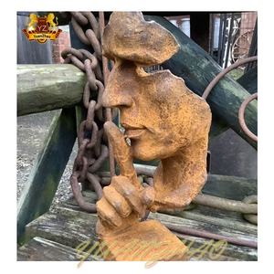 ラージガーデンキャストブロンズメタルアート人間の顔の風景の彫刻像抽象的なモダンブロンズ3D壁の顔の彫刻 - Product Image 6