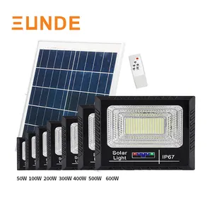 SUNDE Refletor solar projetor de luz de inundação para exterior, luz de inundação LED de controle remoto com bateria à prova d'água