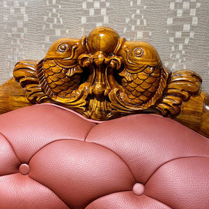 लक्जरी ठोस लकड़ी के सोफे सेट यूरोपीयन नक्काशीदार ईबोनी चीनी शैली का बड़ा सोफा प्रीमियम चमड़े के आधुनिक लिविंग रूम फर्नीचर के साथ - Product Image 5