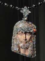 Pendentif 3D Visage de Jésus en Moissanite VVS avec attache papillon glacée, Bijoux Hip Hop pour Hommes, Style Chaîne Personnalisé