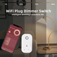 Bilihondim UK Prise Intelligente Wi-Fi avec Bouton de Contrôle et Variateur 1 Canal 200W Compatible Tuya Assistant Commande Sans Fil 1A