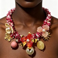 Collier rétro en corde épaisse tressée pour femme, pendentif unique en coquille Saint-Jacques, accessoire tendance, fleur en acier inoxydable, polyvalent