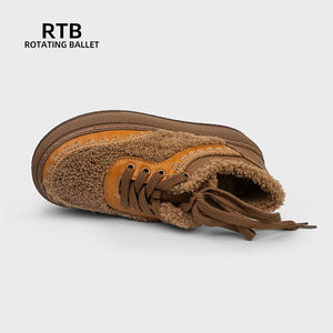 חורף חם מגפי שלג פרווה, ירקות משומרים cowhide, סוליות צמר גרגירי גומי גרגירי צמר בסגנון אתני - Product Image 4