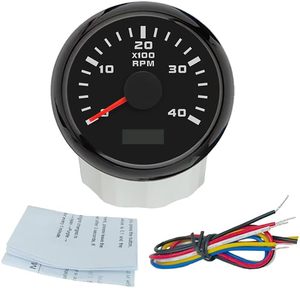 Jauge de tachymètre de <span class=keywords><strong>moteur</strong></span> Diesel de 52mm avec <span class=keywords><strong>compteur</strong></span> <span class=keywords><strong>d</strong></span>'heures 4000 tr/min 12V/24V rétro-éclairage rouge fournitures marines pour camions et Piston RVs - Product Image 4