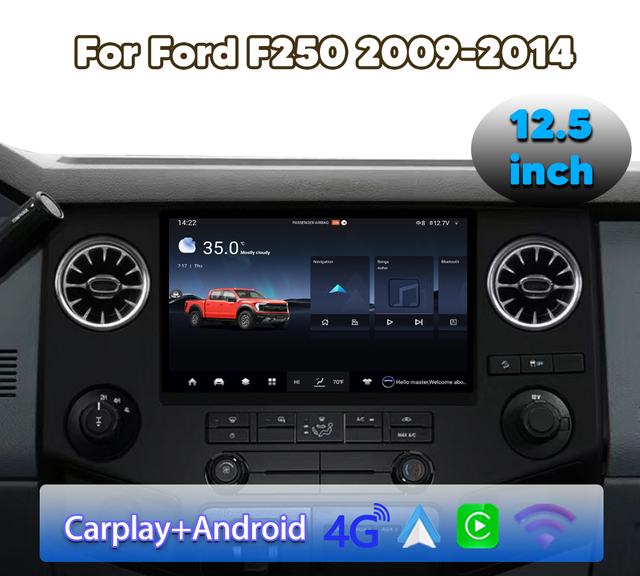 Krando 12.5 Inch Head Unit Android Auto Upgrade Autoradio Car Multimedia for Ford F250 2009 - 2014 Wireless CarPlay WIFI 4G