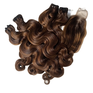 ผมต่อสีน้ำตาลธรรมชาติแบบเส้นเดียว  แบบลอนบอดี้เวฟ  แบบติดเทป  แบบติดกาว  ผมเวอร์จิ้นแท้  ราคาขายส่งแบบเป็นชุด - Product Image 3