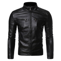 Veste en cuir coupe ajustée tendance pour hommes, manteau épais en PU, élégant et décontracté, avec fermeture à glissière et logo pour le printemps et l'automne