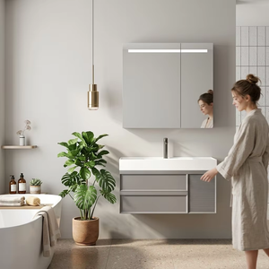 Disponibile Set Mobile <span class=keywords><strong>Bagno</strong></span> 3 Misure, Armadietto <span class=keywords><strong>Bagno</strong></span> Sospeso con Specchio LED e Lavabo <span class=keywords><strong>per</strong></span> Bagni Piccoli e Grandi - Product Image 5
