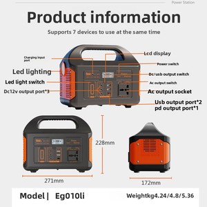 Vendita Diretta dalla Fabbrica Eg010Li 500W LiFePO4 Stazione di Alimentazione Portatile con Display LCD, Pannello Fotovoltaico, <span class=keywords><strong>Energia</strong></span> di Emergenza per Bancarelle Notturne - Product Image 4