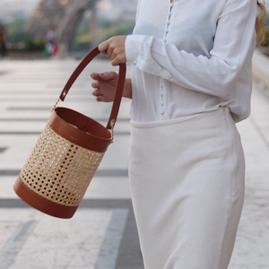 かわいいハンドバッグトートレディースラウンドウーブンレザーハンドバッグファッションカスタムハンドバッグ女性用 - Product Image 4