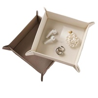 Boîte de rangement magnétique en cuir pour bureau, plateau à clés pour entrée/foyer, plateau de rangement pliable pour articles divers pour salon