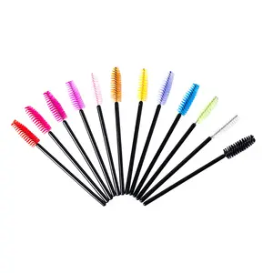 Venta al por mayor extensión de pestañas brocha de maquillaje de silicona Mini Eye Lash Brush Mascara Wand 50PCs