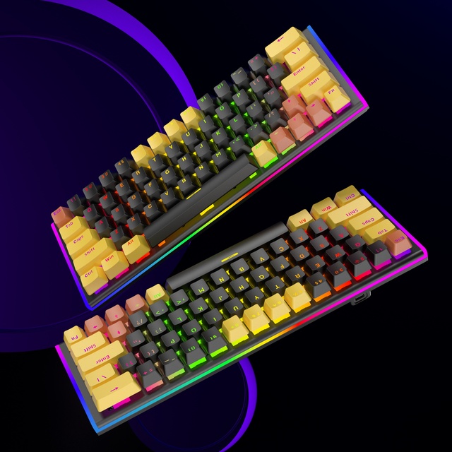 64-Key Compact Mechanical Gaming Keyboard RGB Flow Lighting USB-C Port Anti-Ghosting Customizable Switches CE/FCC Certified Blue