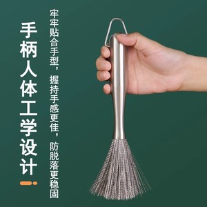 Stainless Steel Pot Scrubber Long Handle Dense Bristles Kitchen Cleaning Brush 304 Material Non Scratch - Product Image 1