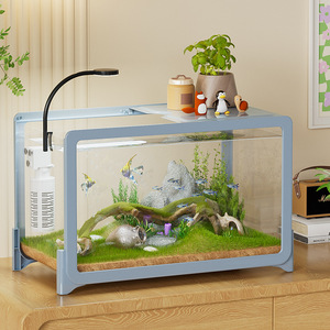 Aquarium de bureau en plastique, petit aquascape écologique créatif - Product Image 1
