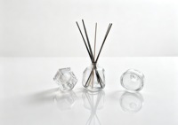 Bouteille diffuseur à roseaux en verre transparent de qualité supérieure, ronde, 100 ml et 200 ml, flacon vide en gros pour parfum avec bouchon métallique doré ou argenté