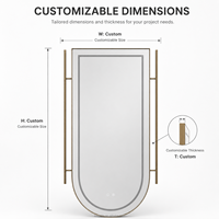 Kingstin Miroir Salle de Bain LED Cadre Inox Anti-Buée Tactile Intelligent Variable 3 Couleurs Miroir Mural Arche