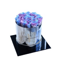 Roses conservées Logo personnalisé Infini immortel éternel pour toujours Roses conservées stabilisées dans une boîte ronde argentée
