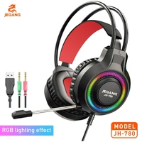 Casque de jeu filaire classique noir JH-780 avec éclairage RGB, haut-parleur dynamique de 40 mm, micro anti-bruit, casque supra-auriculaire avec boîte