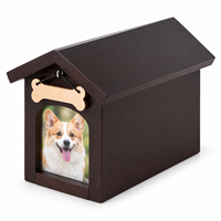 Urne funéraire moderne Zheng Xin en bois en forme de petite maison avec cadre photo pour cendres d'animaux, pour chats et chiens