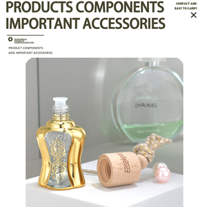 ANLN-botellas de Perfume colgantes para coche, accesorio de vidrio tipo calabaza, tapa de madera redonda, difusor de 12ml, novedad - Product Image 2